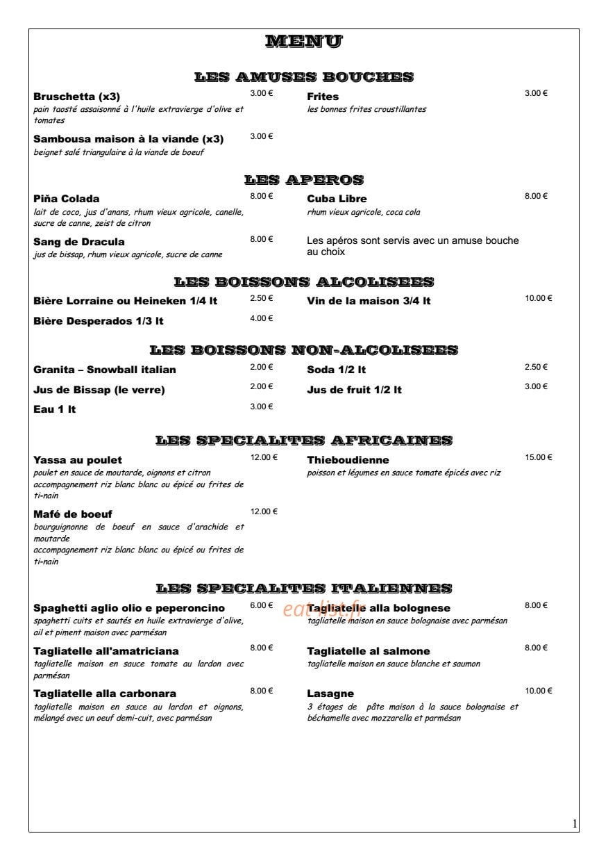 Il Pistacchio — carte page 1