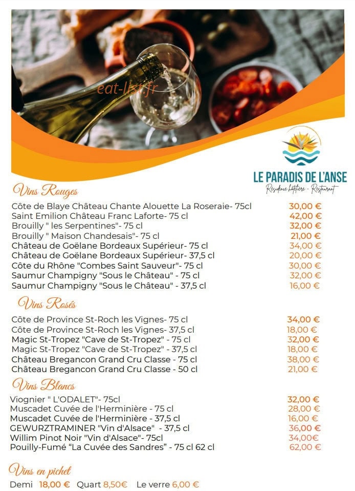 Le Paradis de l'Anse — carte page 8