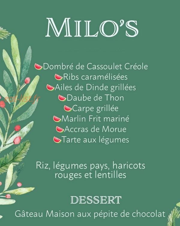 Milo's — carte page 1