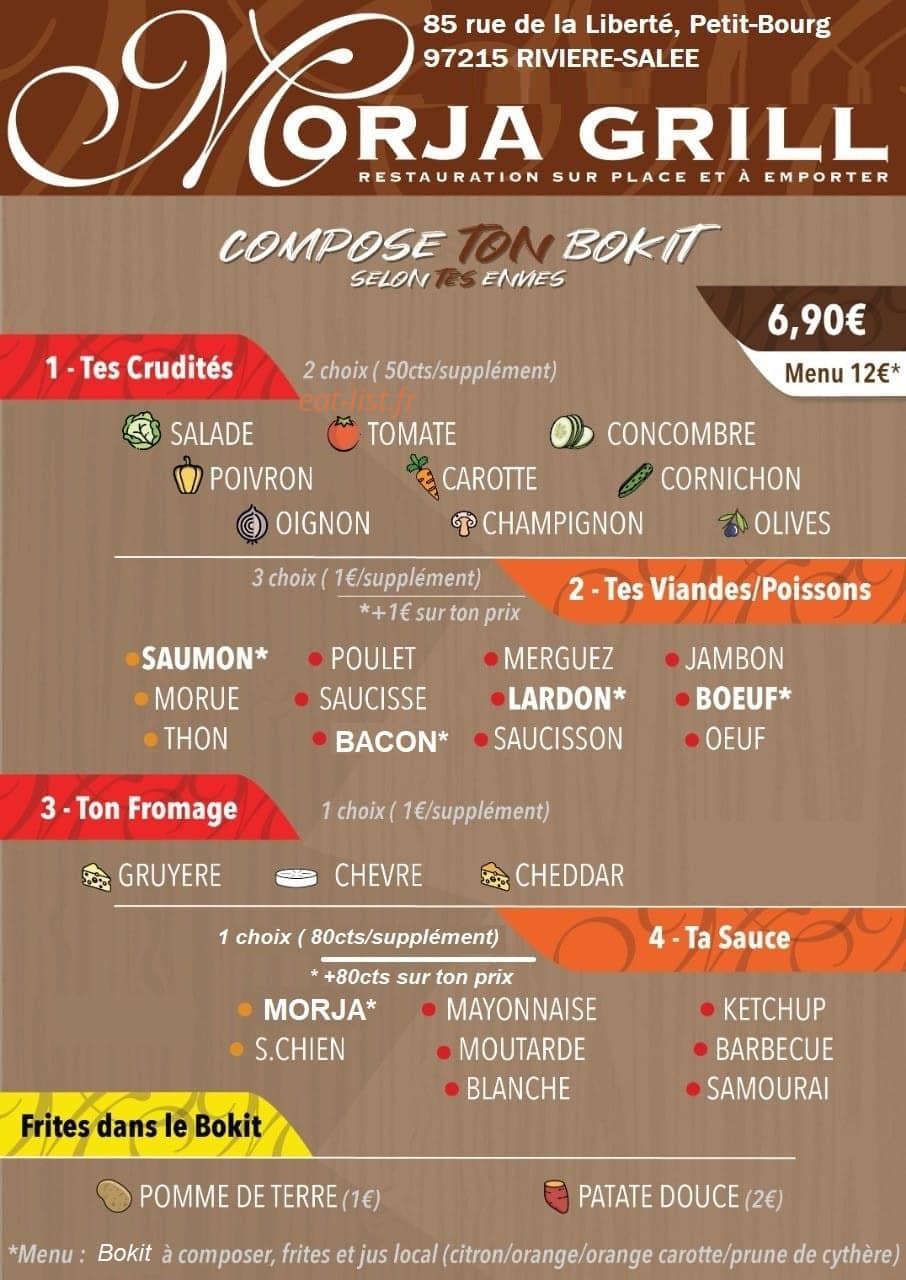 Morja Grill — carte page 1