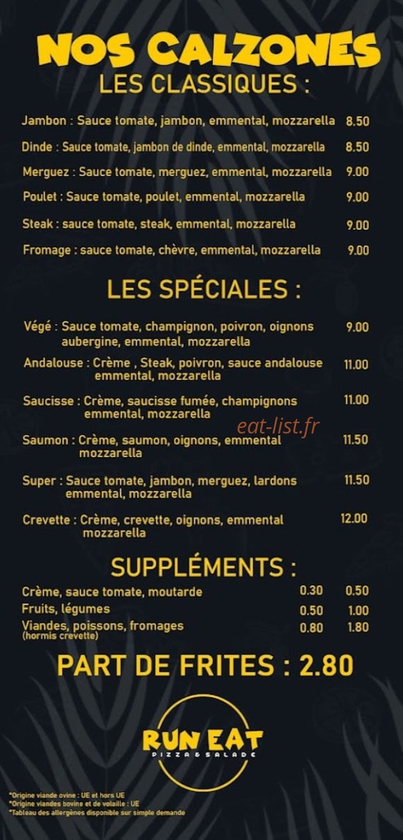 Run Eat — carte page 2