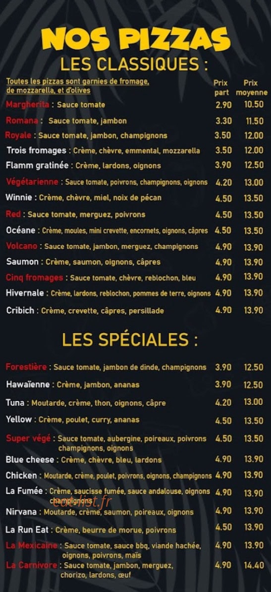 Run Eat — carte page 1