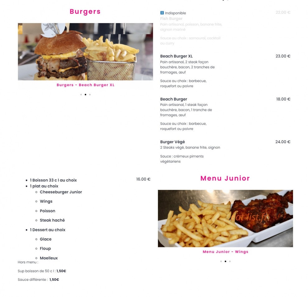 Beach Grill — carte page 3