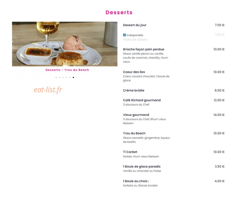 Beach Grill — carte page 4