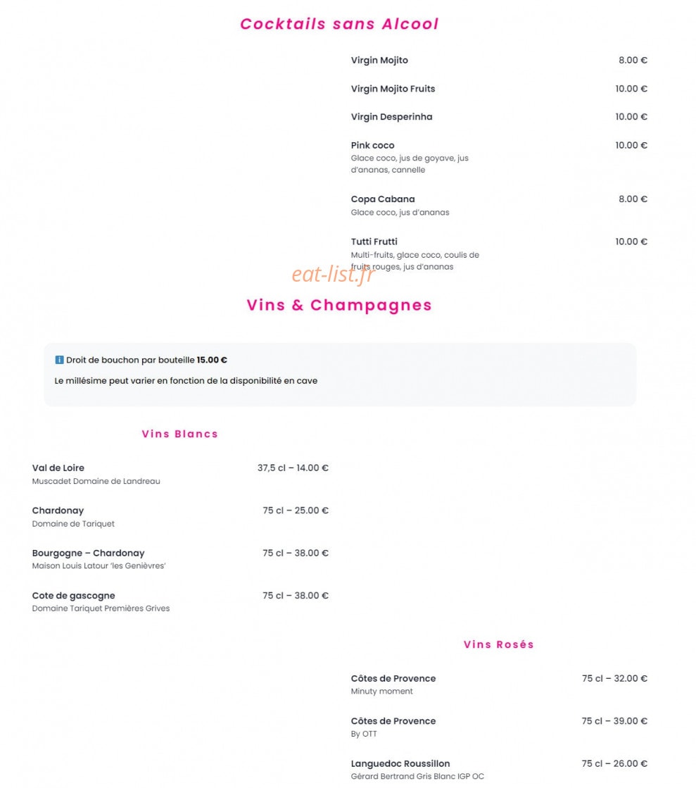 Beach Grill — carte page 8