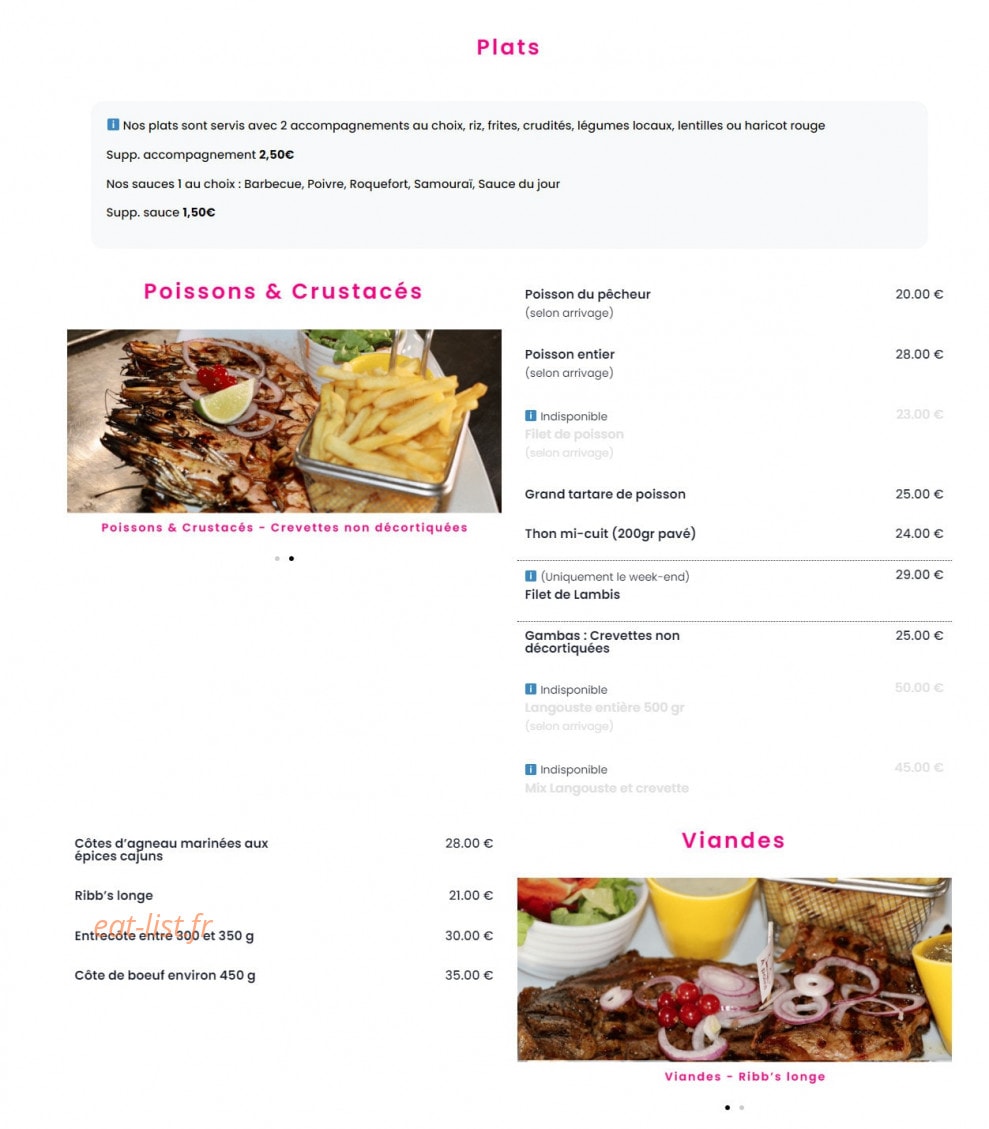 Beach Grill — carte page 2