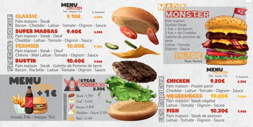 Madin Food — carte page 1