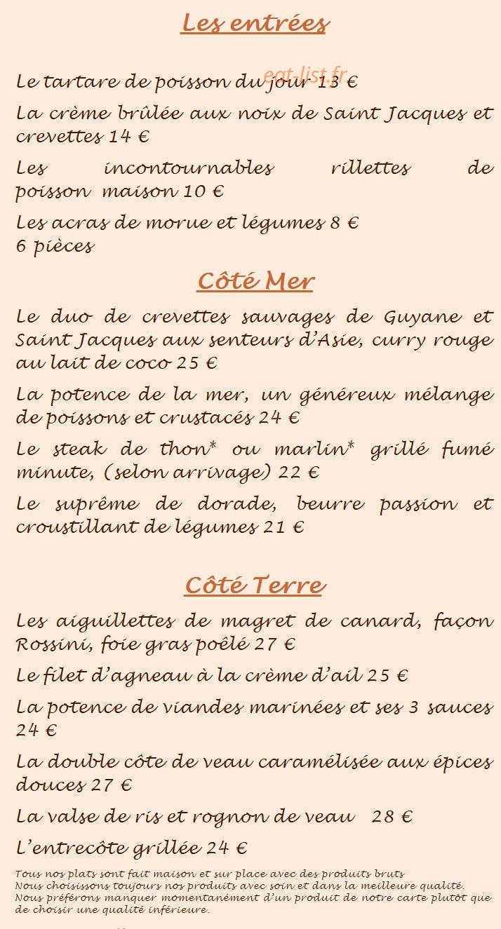 Restaurant 1643 — carte page 1