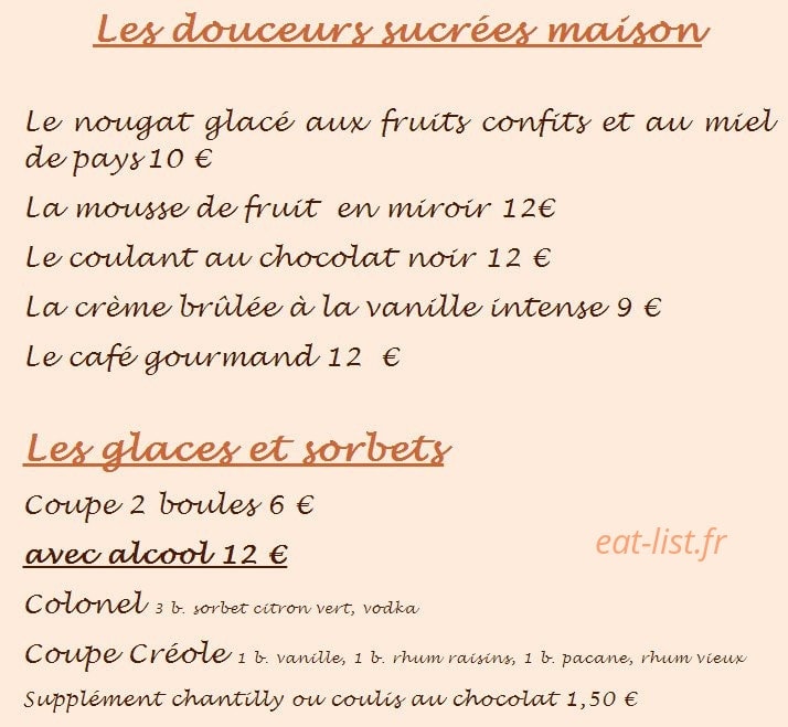 Restaurant 1643 — carte page 2