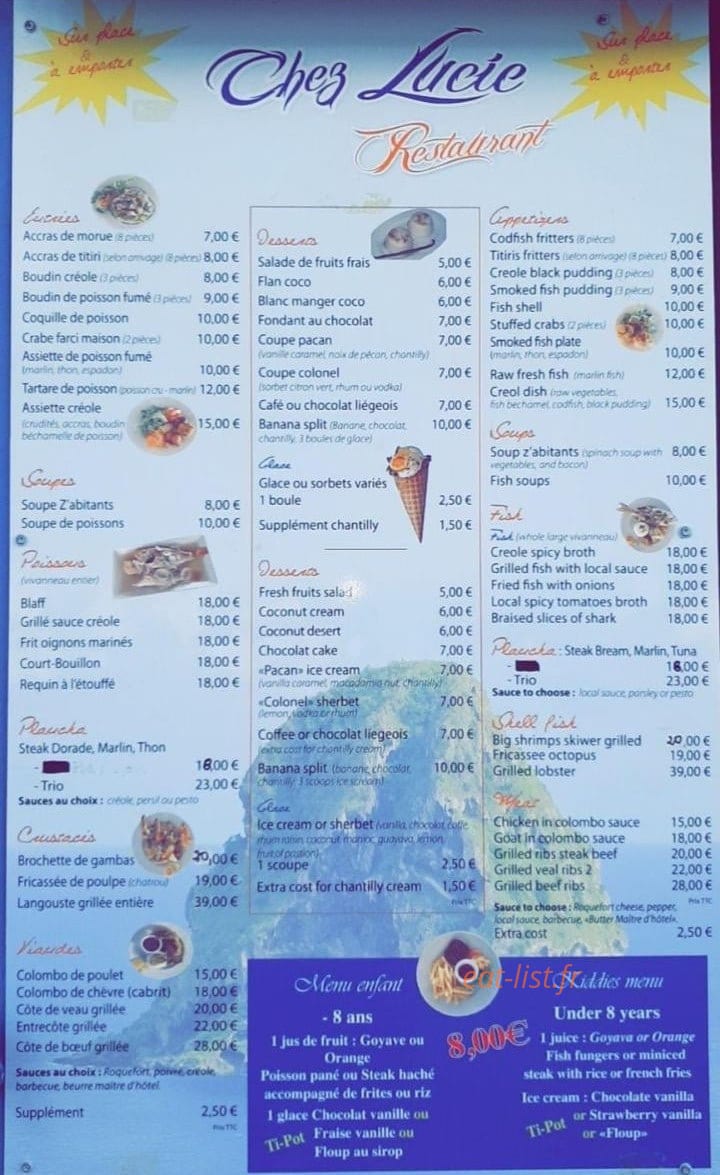 Chez Lucie — carte page 1
