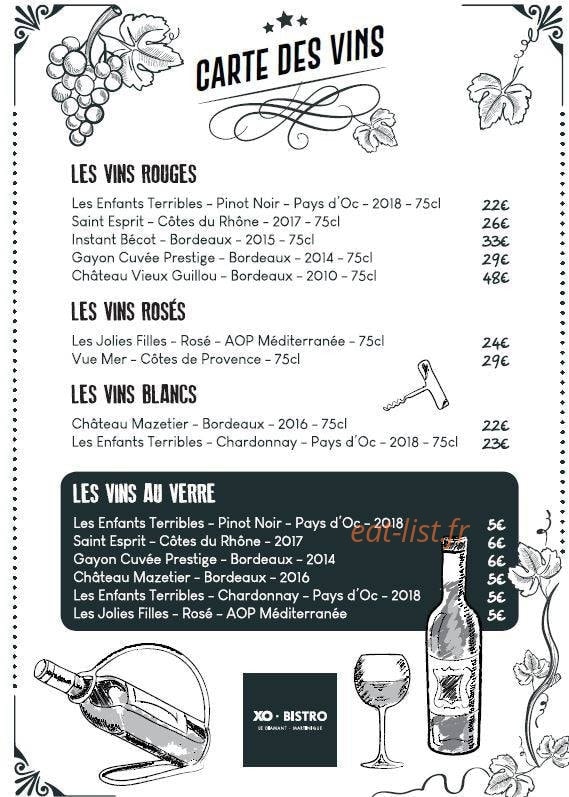 XO Bistro — carte page 3