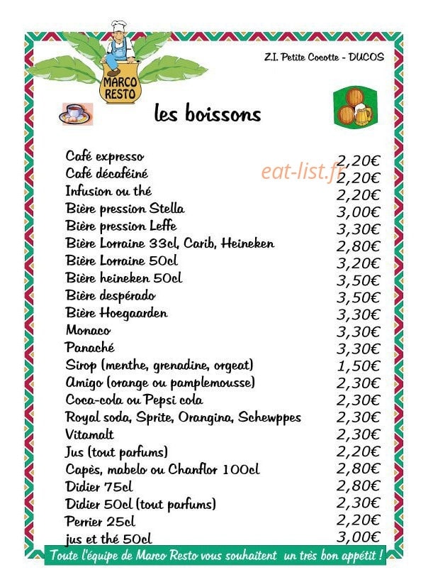 Marco Resto — carte page 13