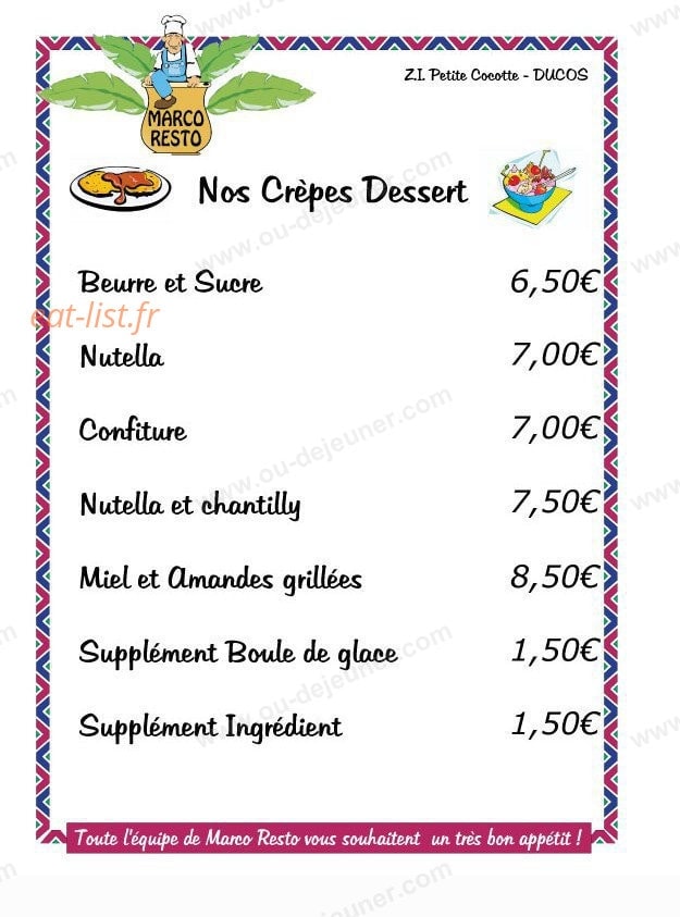Marco Resto — carte page 9