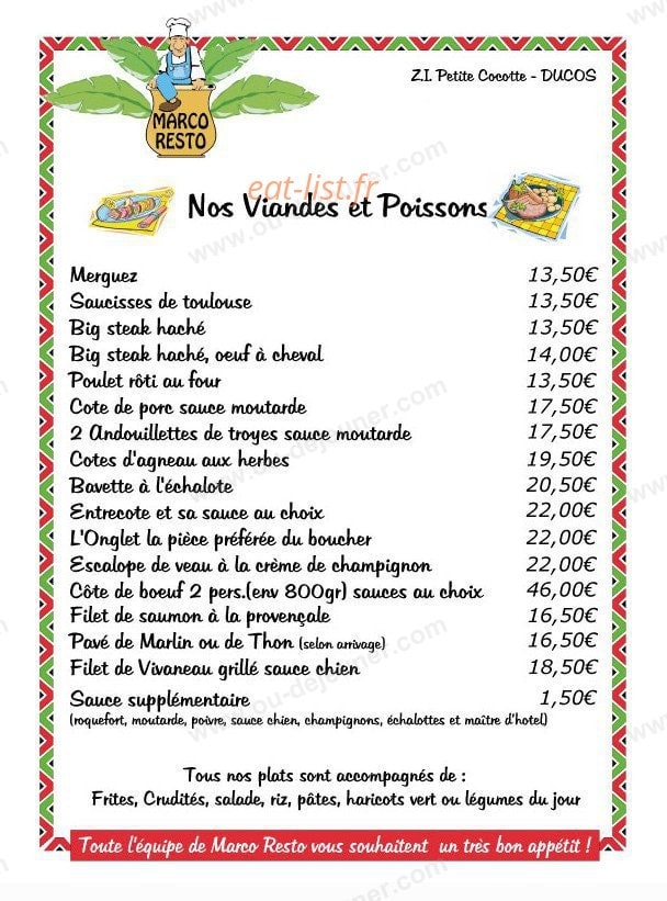 Marco Resto — carte page 5