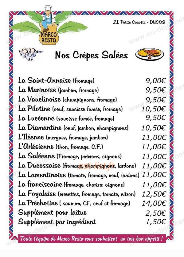 Marco Resto — carte page 7