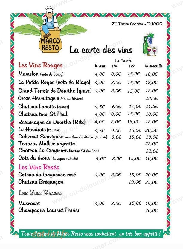 Marco Resto — carte page 12