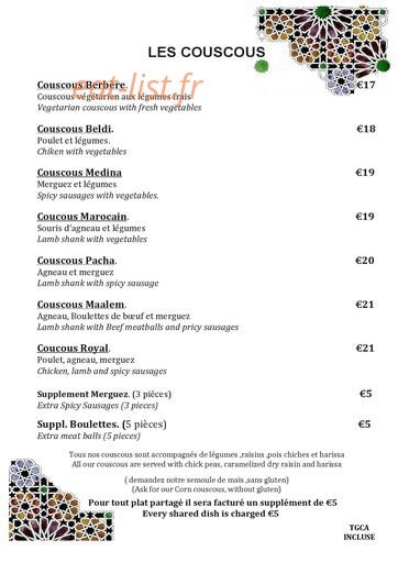 La Marrakech — carte page 2