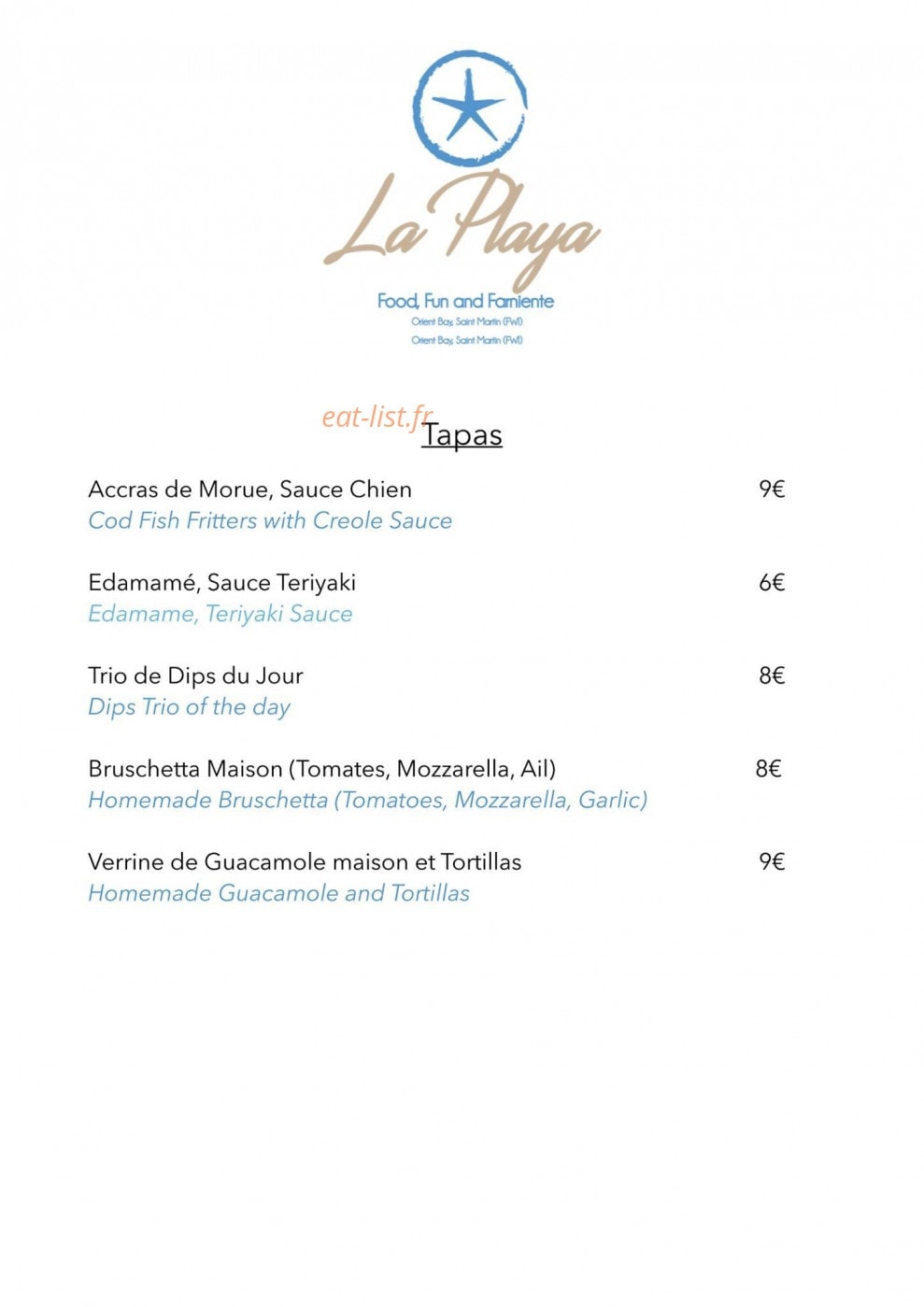 La Playa — carte page 1