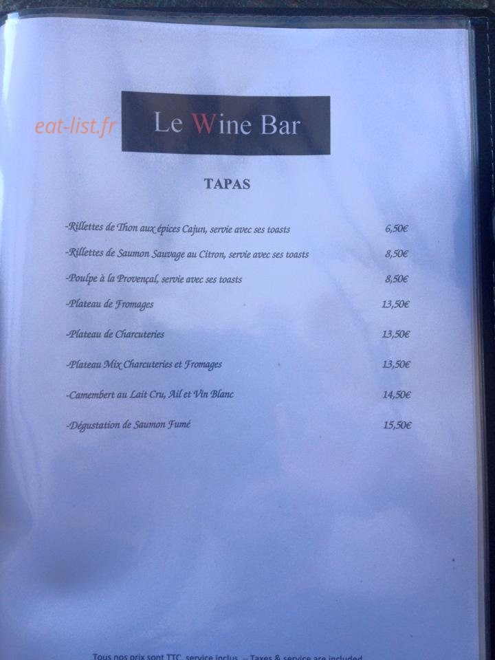 Le Wine Bar — carte page 2