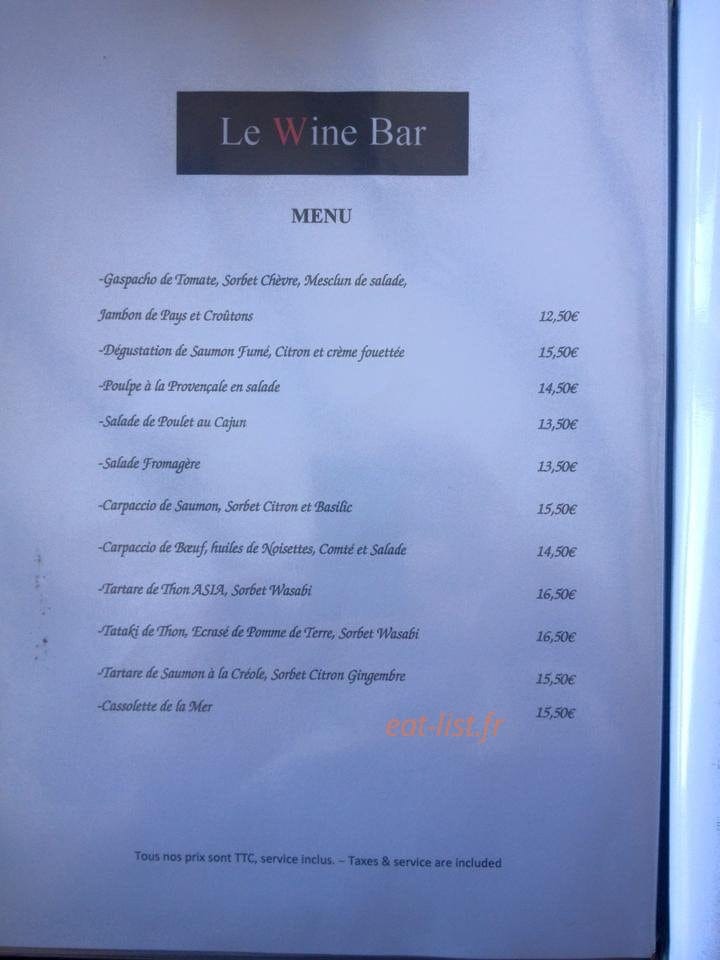 Le Wine Bar — carte page 3