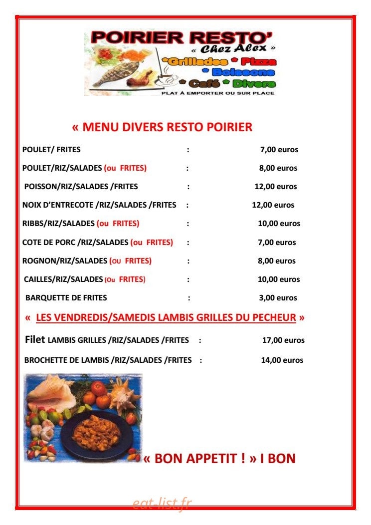 Poirier Resto — carte page 3