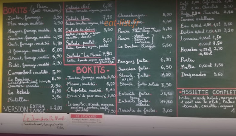 Snack Boubou — carte page 1