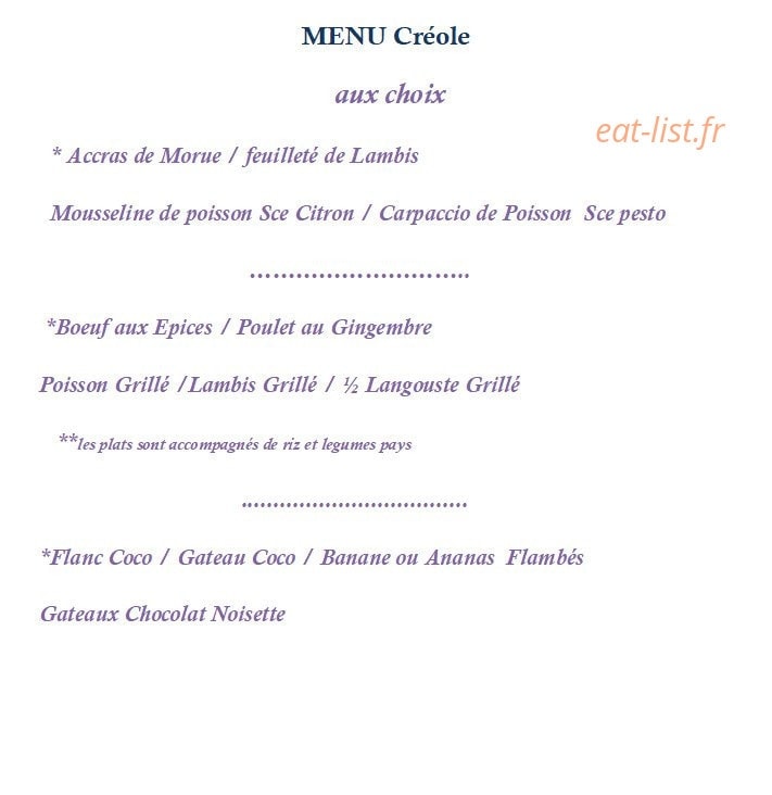 Cuisine & Service — carte page 1