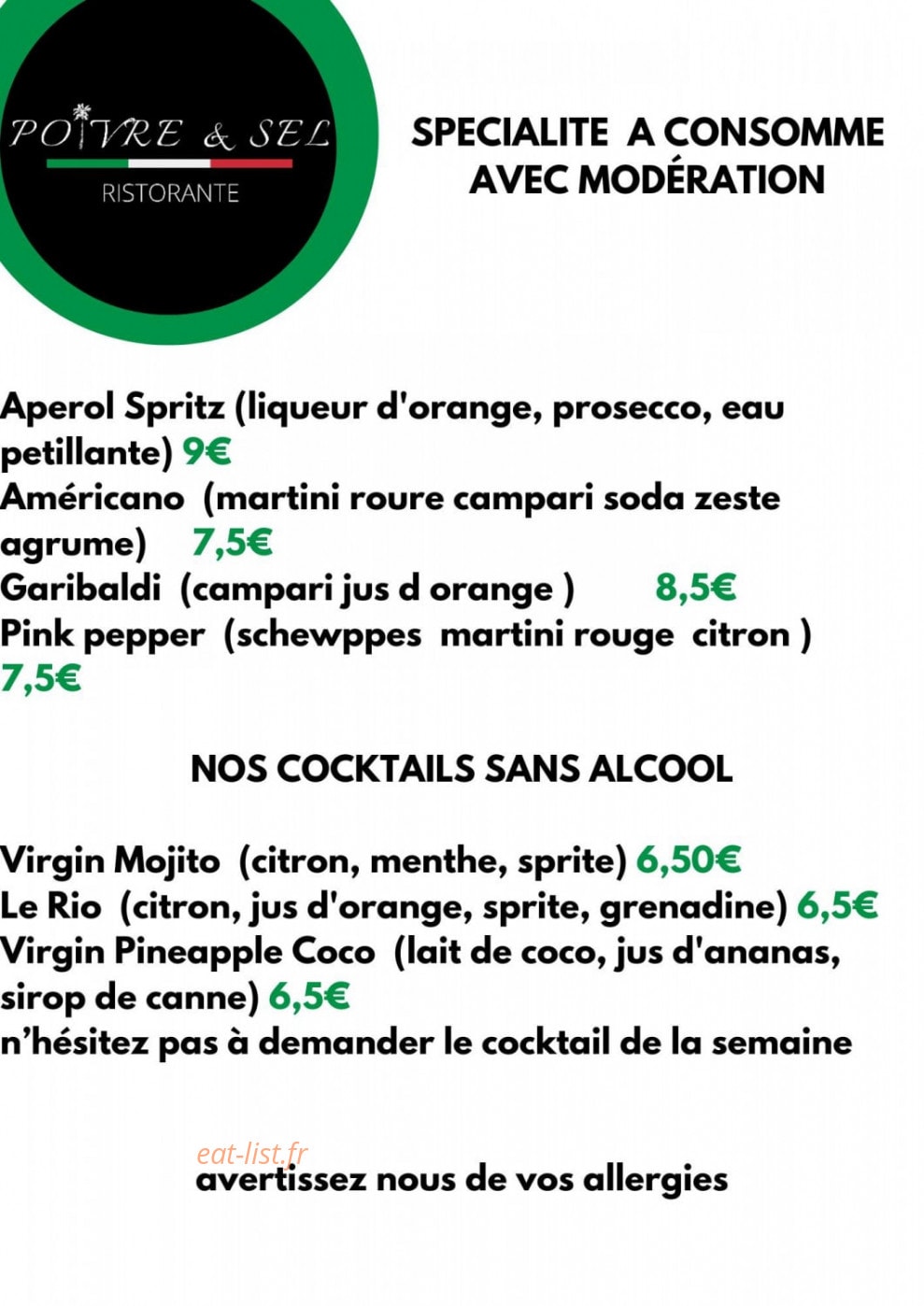 Poivre & Sel — carte page 4