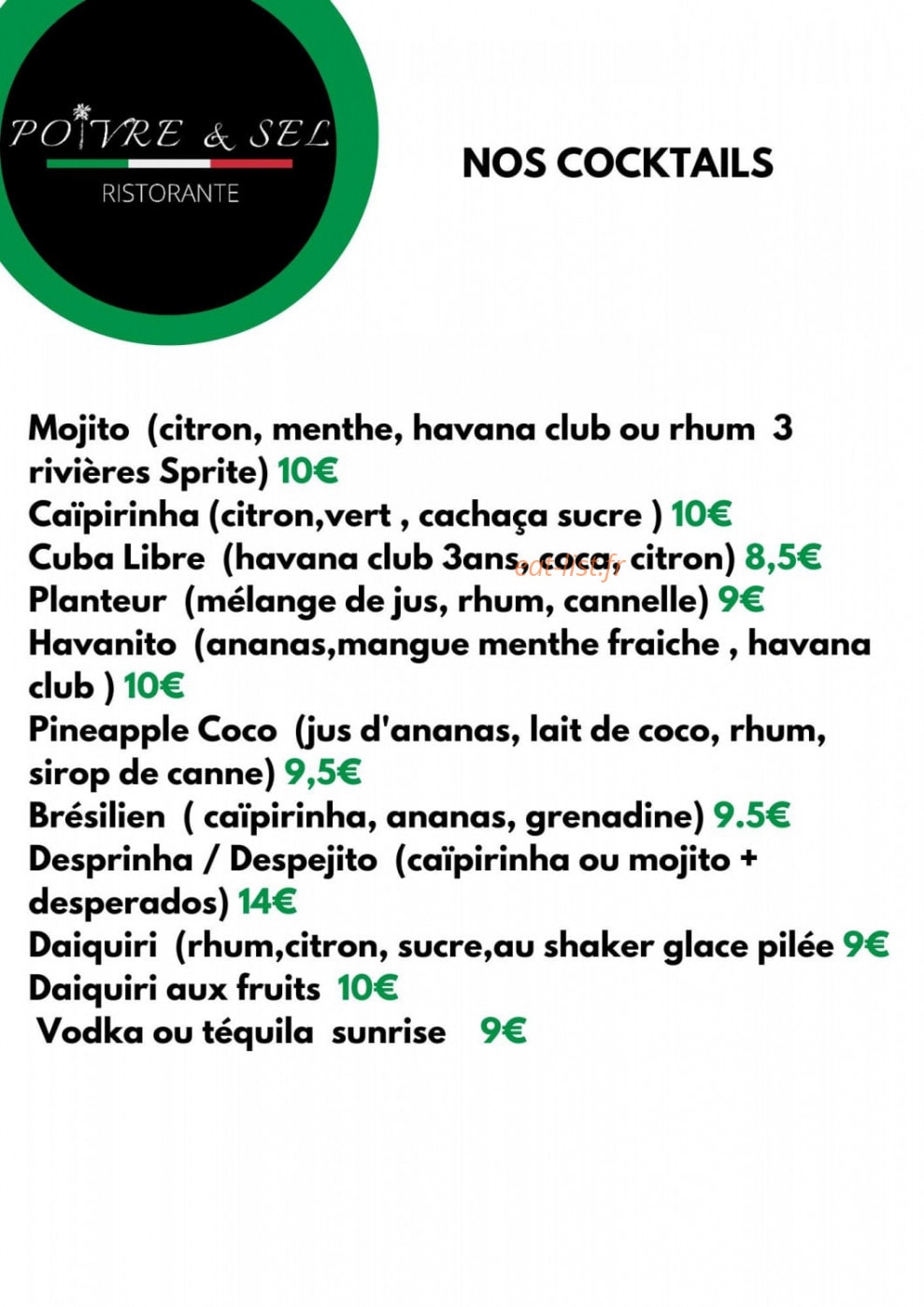 Poivre & Sel — carte page 2