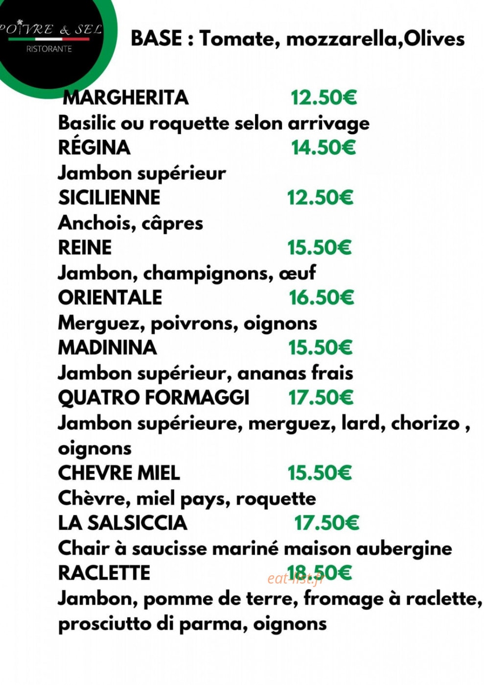 Poivre & Sel — carte page 7