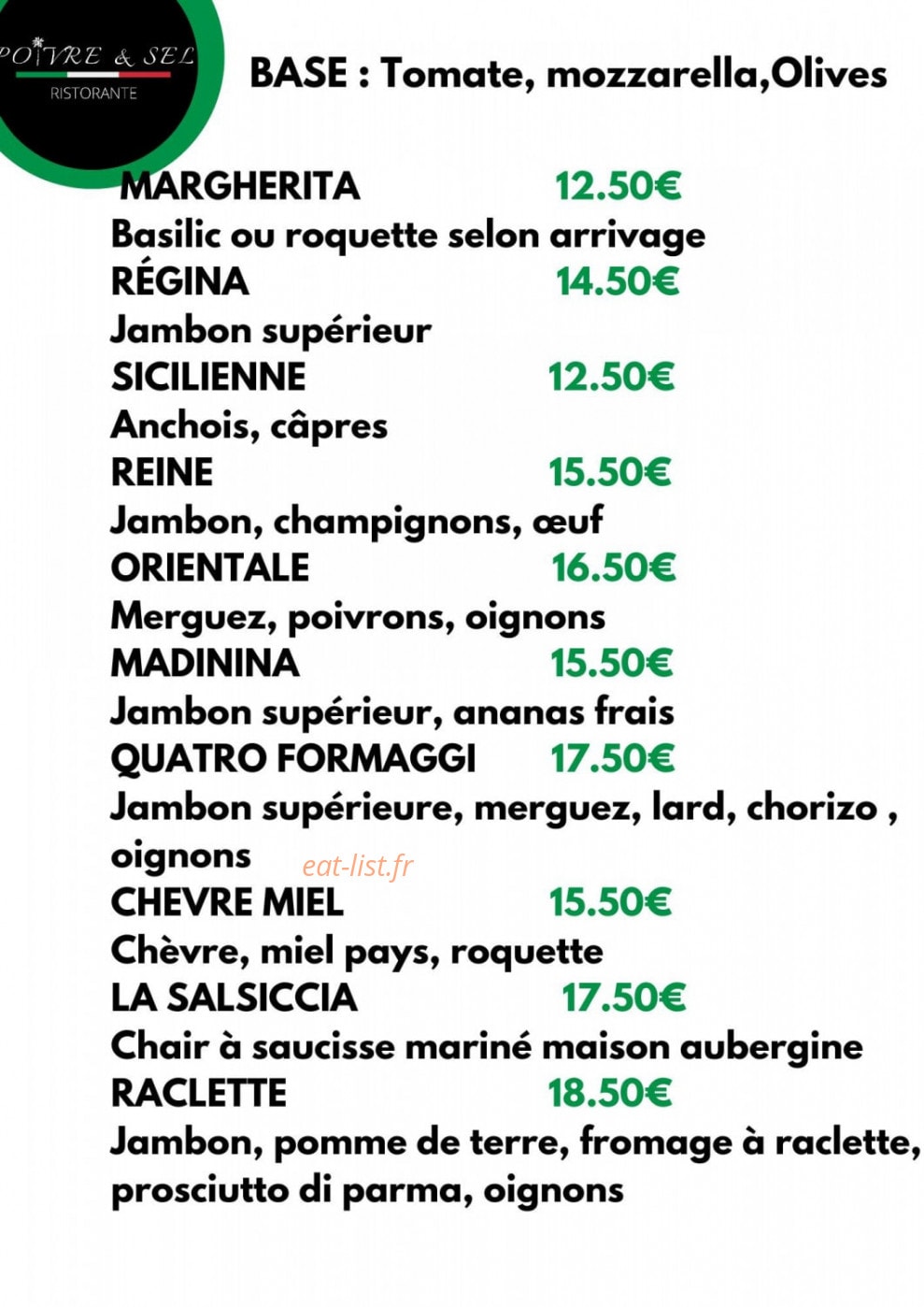 Poivre & Sel — carte page 8