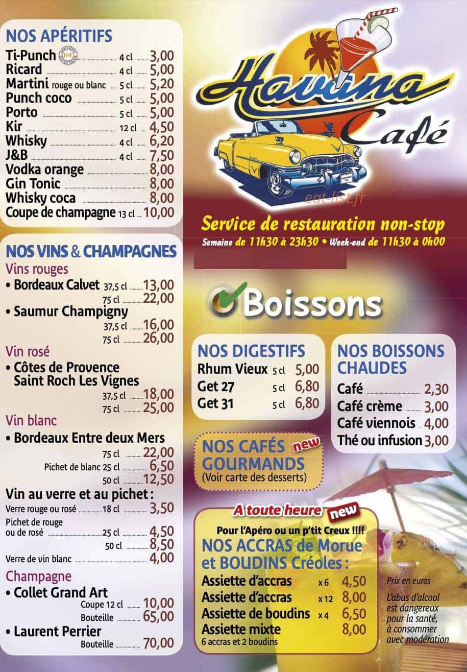 Havana Café — carte page 4