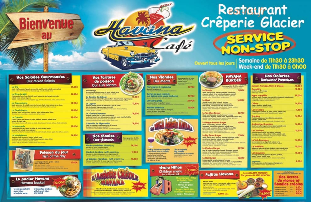 Havana Café — carte page 1