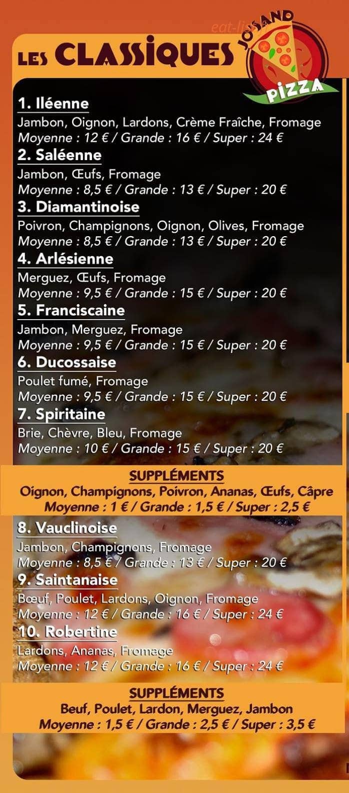 Jo'Sand Pizza — carte page 2