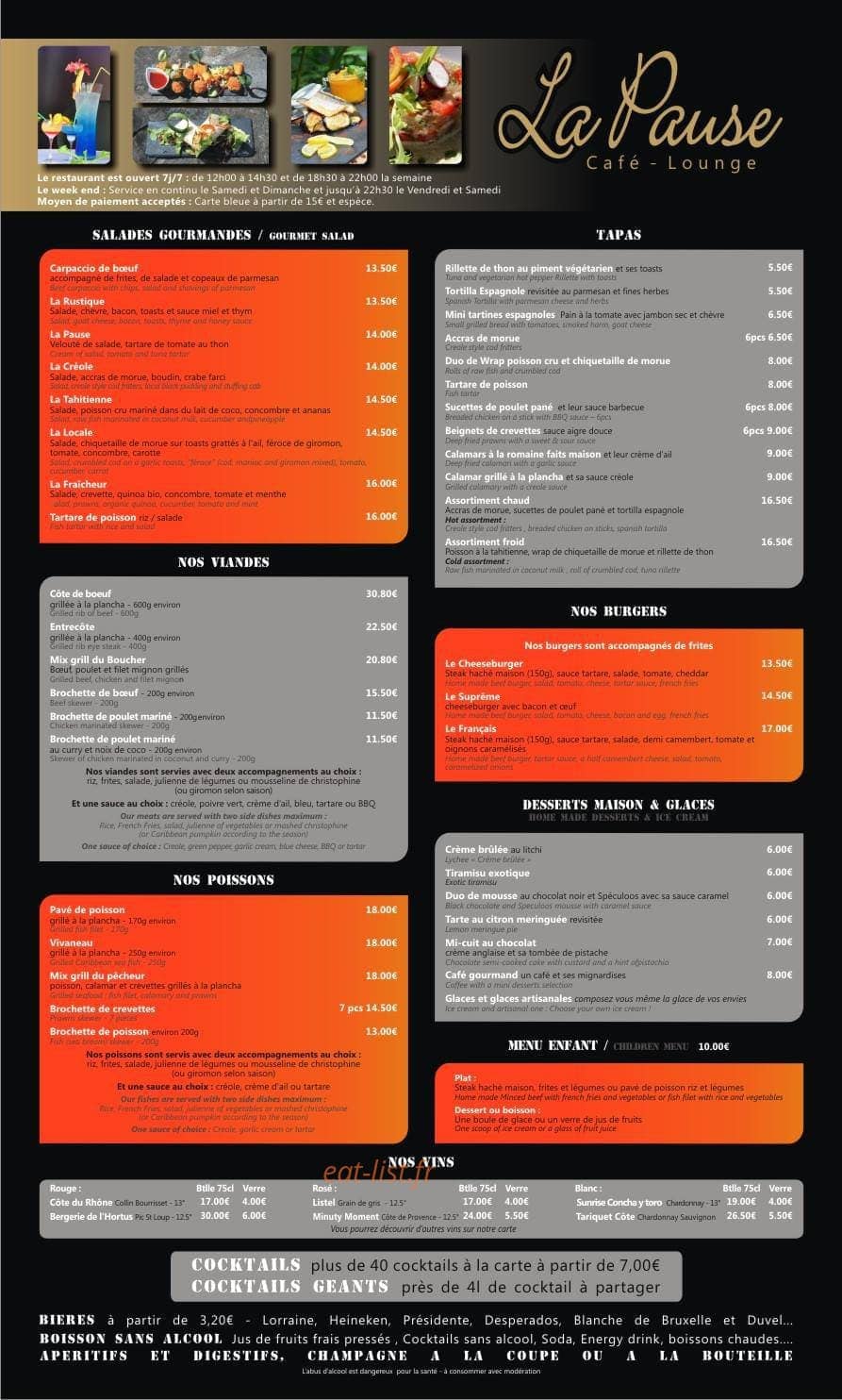 La Pause — carte page 1