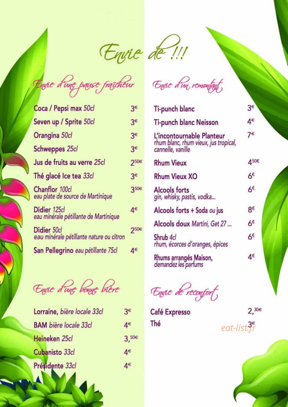 Le Jardin Des Envies — carte page 1