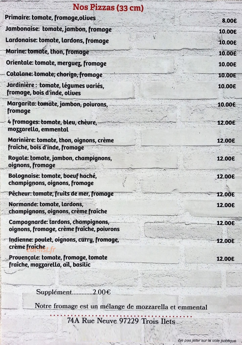 Pizz'ilets — carte page 2