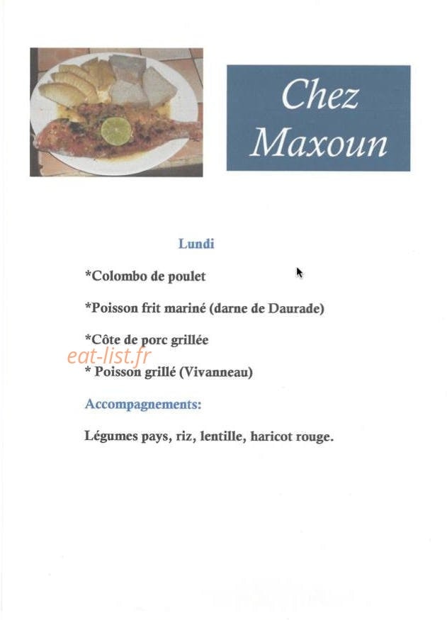 Chez Maxoun — carte page 1