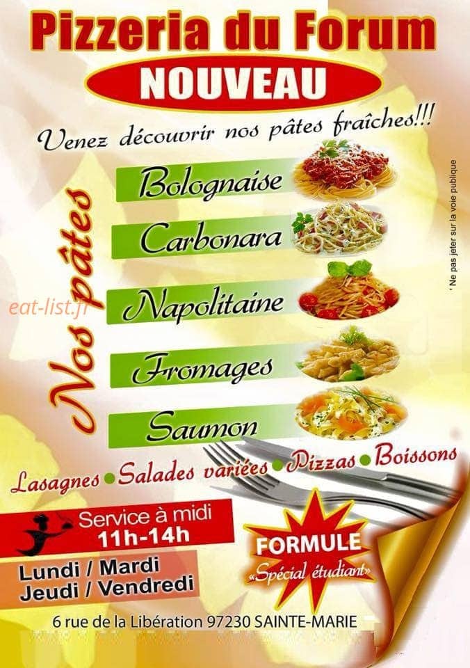 Pizzéria du Forum — carte page 3