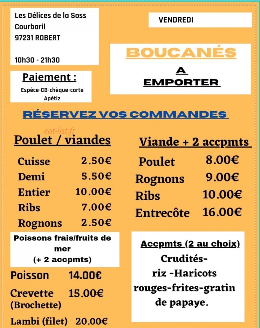 Les Délices de la Soss' — carte page 1