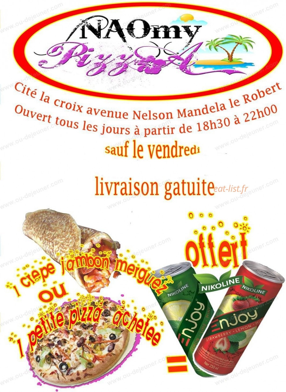 Naomy Pizza — carte page 1