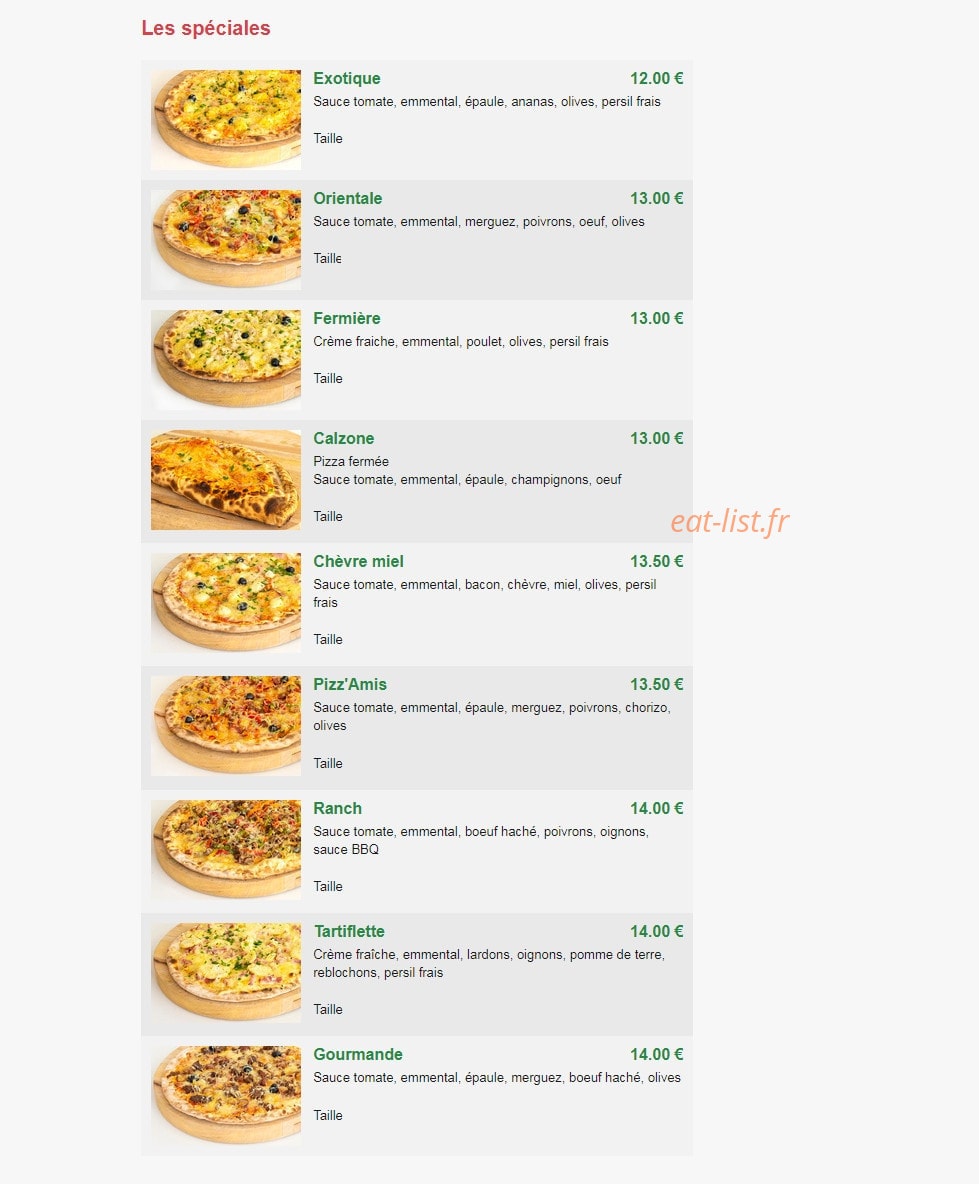 Pizz'Amis — carte page 2