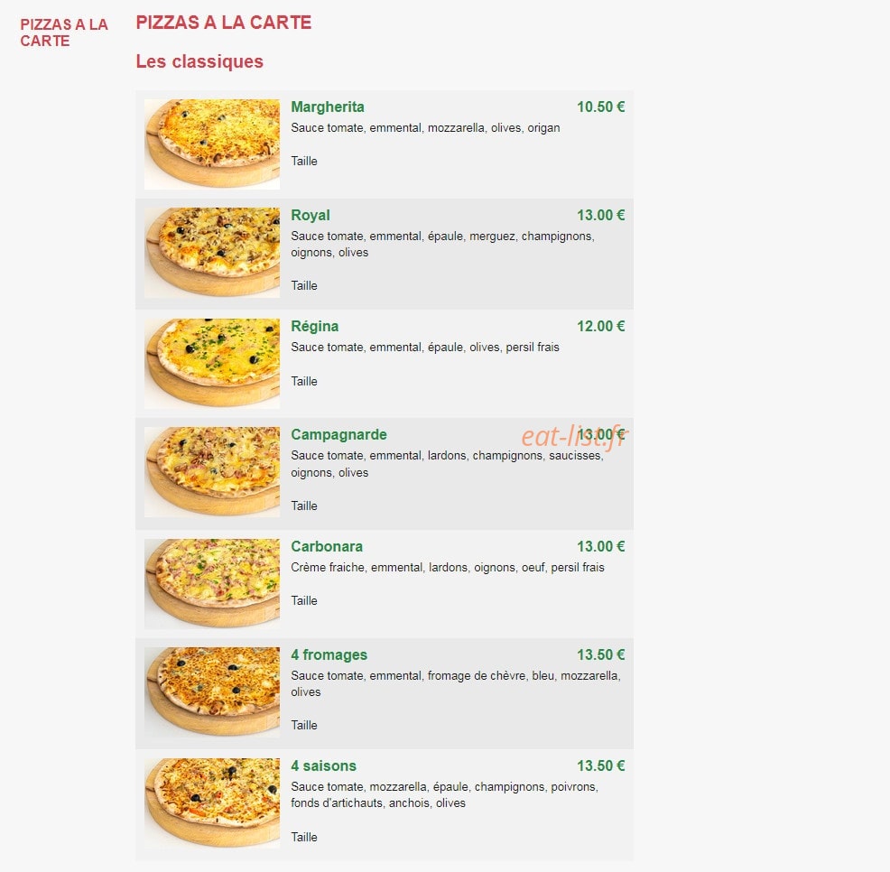 Pizz'Amis — carte page 1