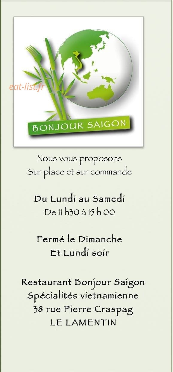 Bonjour Saigon A Le Lamentin Carte Menu Et Photo