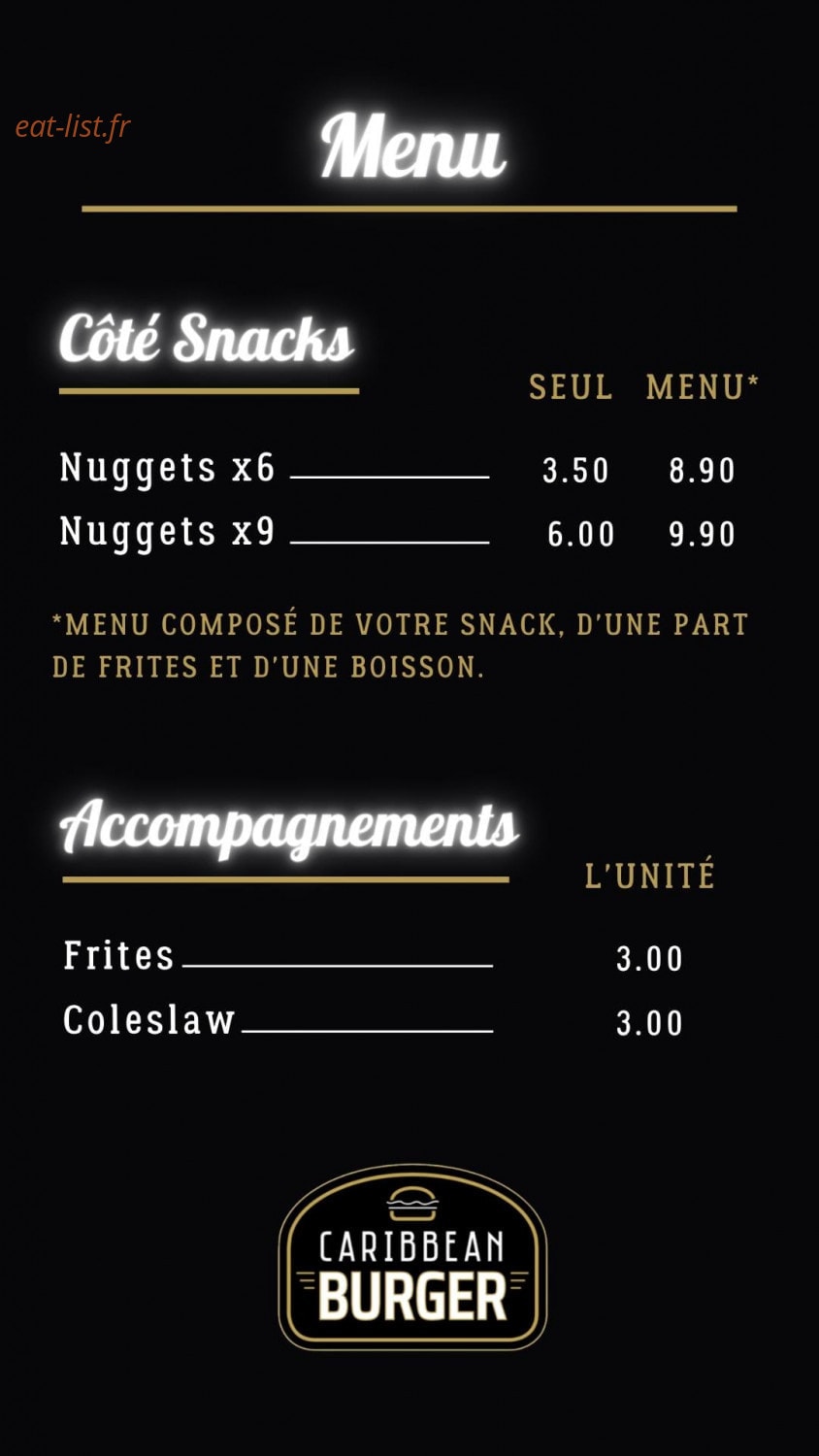 Caribbean Burger — carte page 2