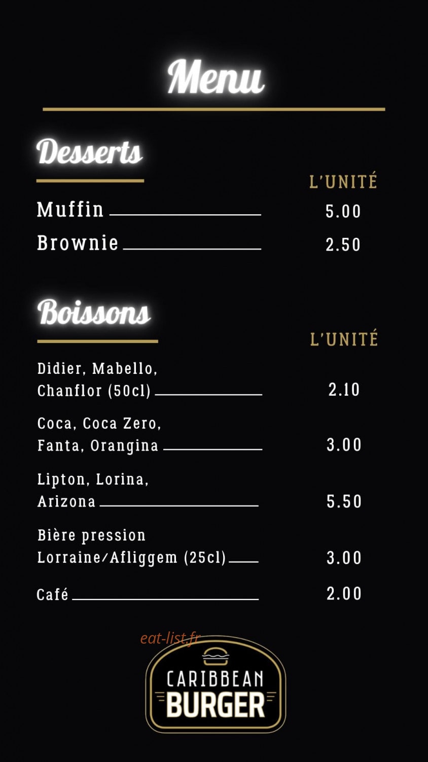 Caribbean Burger — carte page 3