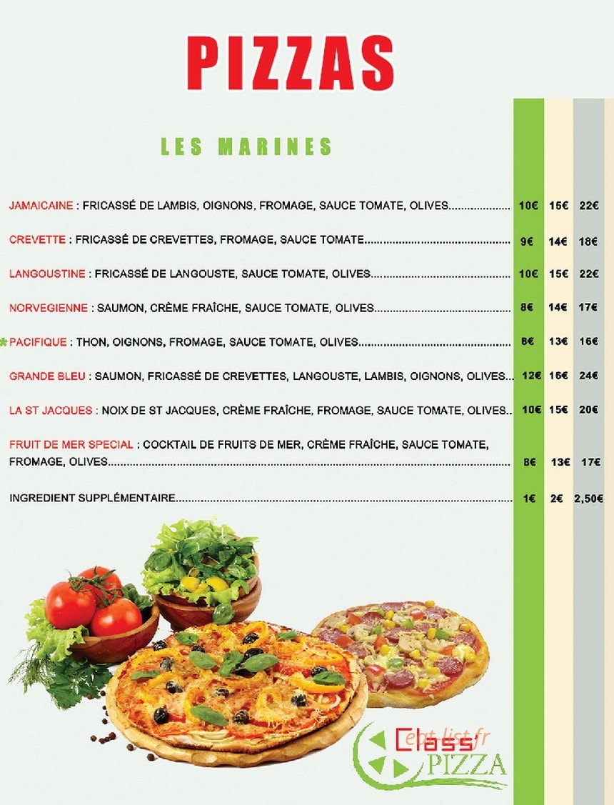 Class Pizza — carte page 6