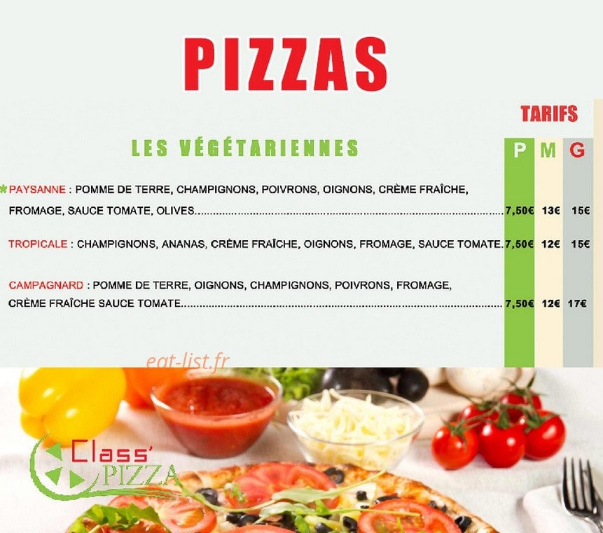 Class Pizza — carte page 5
