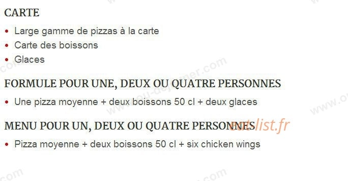 First Pizza — carte page 1