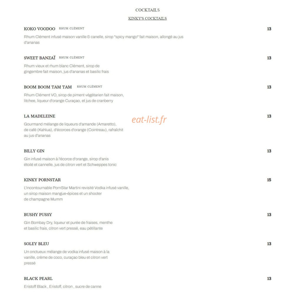 Kinky Mango — carte page 2